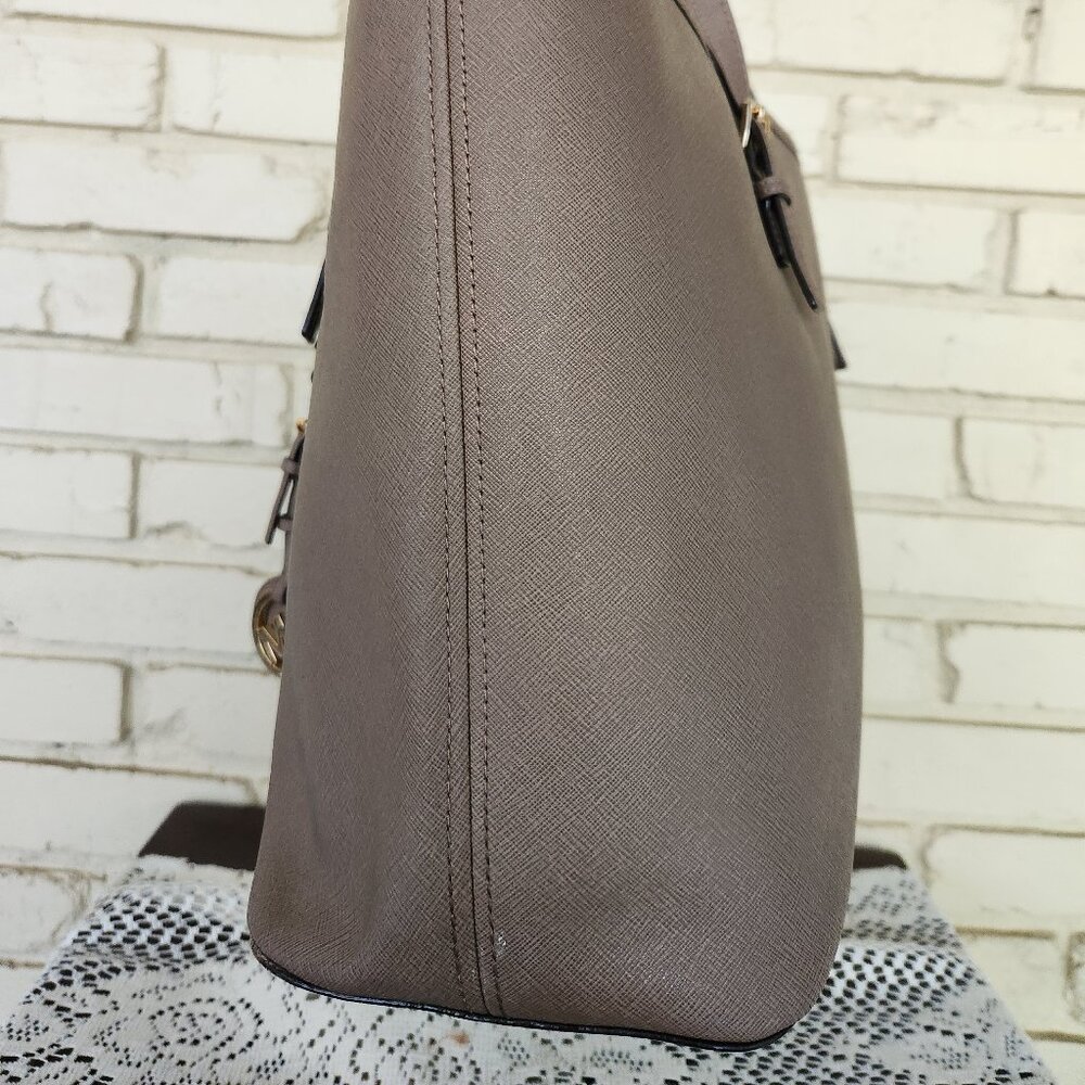 Michael Kors Jet Set Leather Brown Tote Bag Purse Xl - Picture 4 of 16